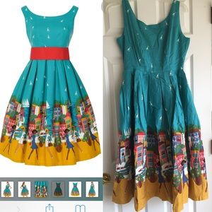 Lindy Bop Lana Portofino Teal Swing Dress US sz 6